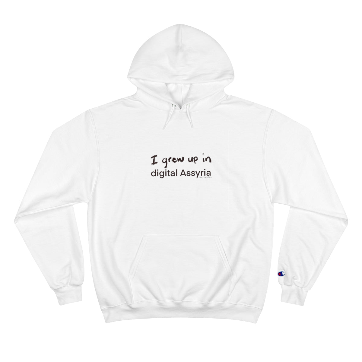 "I grew up in digital Assyria" Design - Champion Hoodie