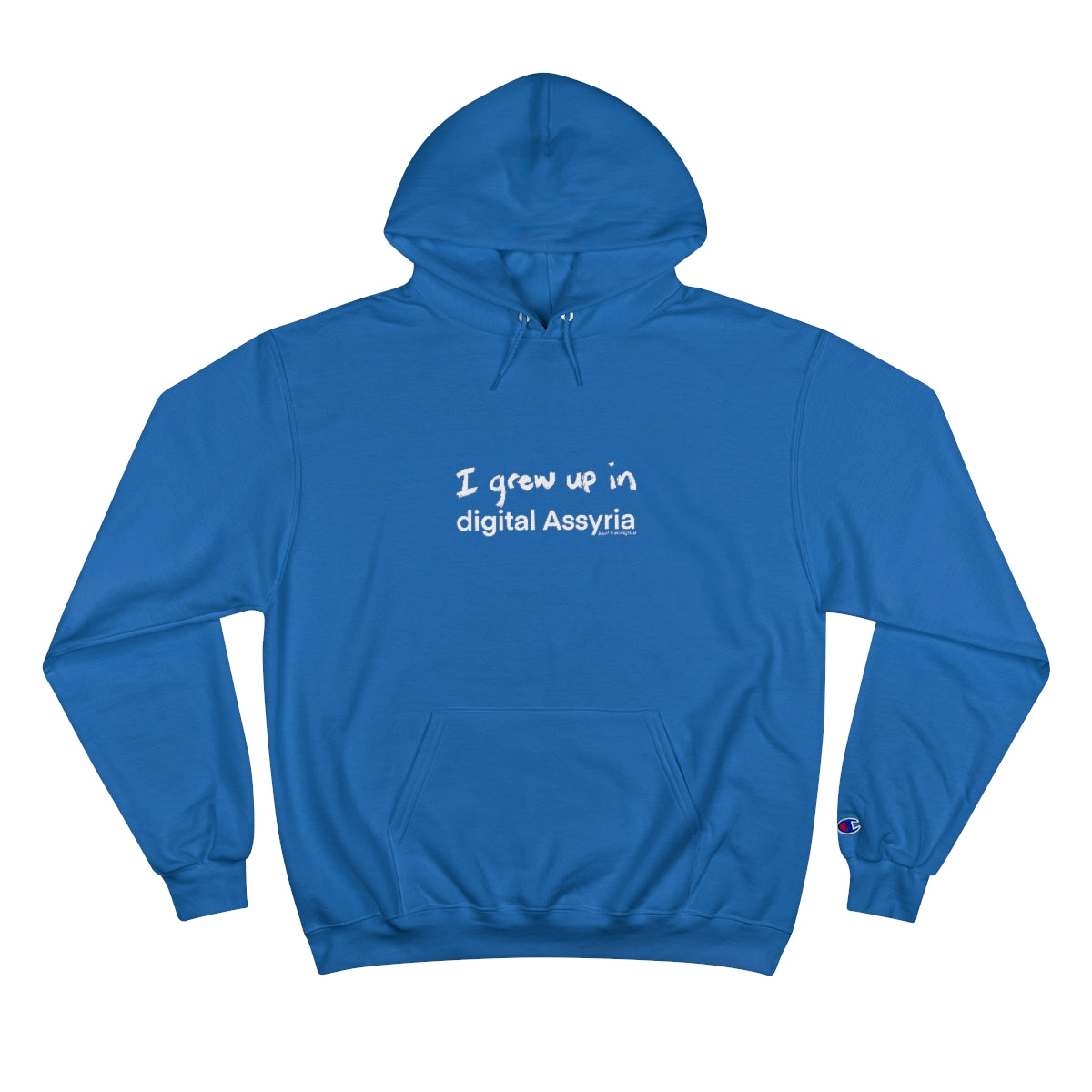 "I grew up in digital Assyria" Design - Champion Hoodie